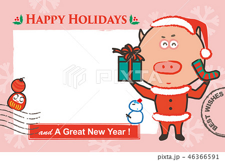 グリーティングカード cute pig in santa claus costume グリーティングカード cute pig in santa claus costume 46366591
