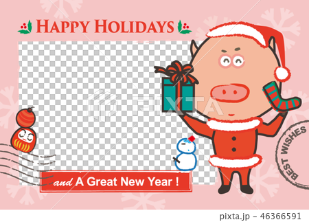 グリーティングカード cute pig in santa claus costume グリーティングカード cute pig in santa claus costume 46366591
