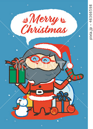 グリティングカード　cute santa claus & sonwman/greeting card 46366598