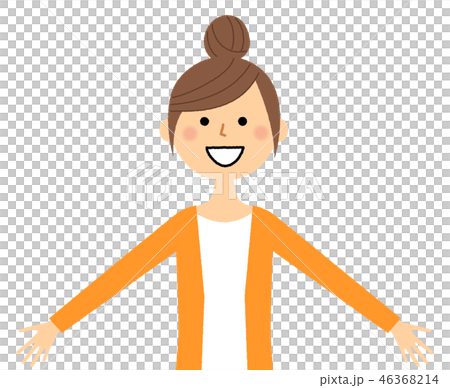 若い女性　ママ　両手を広げる 46368214