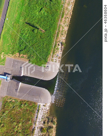 多摩川の「樋門」〜ドローンで空撮（東京都立川市錦町5丁目） 46368604