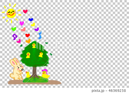 可愛い手作りの挿し絵です。ヒヨコの歌声をイメージしました。 46369238