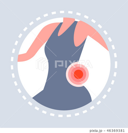 back injury feeling joint pain womans body icon painful area highlighted in red healthcare medical 46369381