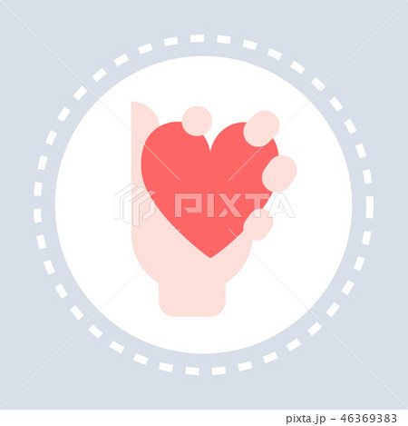 hand hold heart healthcare concept medical service logo medicine and health symbol flat 46369383