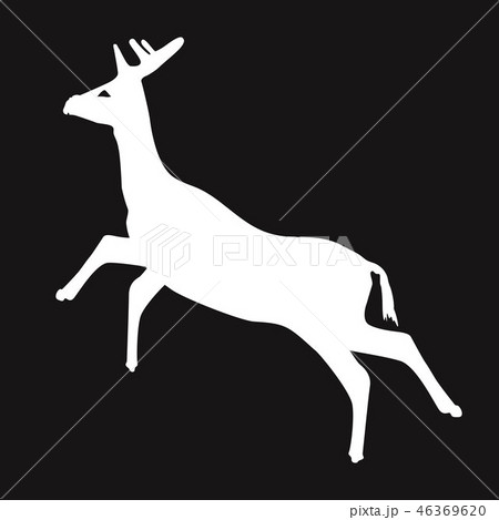 Simple white deer silhouette with black background 46369620