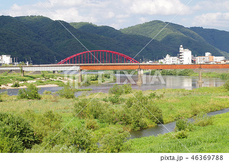 江の川に架かる旧三江線の鉄橋 46369788