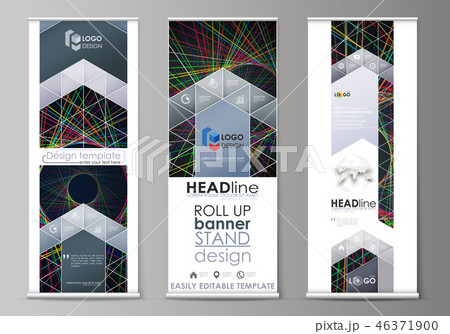 Set of roll up banner stands, flat design templates, abstract geometric style, corporate vertical Set of roll up banner stands, flat design templates, abstract geometric style, corporate vertical 46371900
