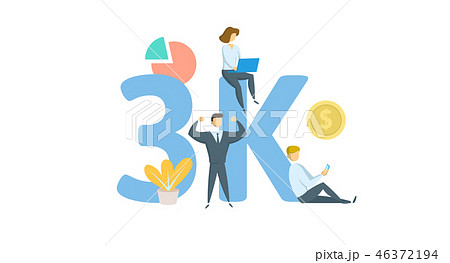 3K likes, followers online social media banner. Concept with keywords, letters, and icons. Flat 3K likes, followers online social media banner. Concept with keywords, letters, and icons. Flat 46372194