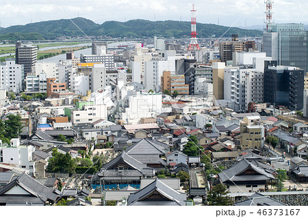 高層ビルから松江の街並の眺めの写真素材