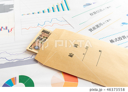 給料　資産運用　給与　封筒　一万円札　使い道　運用　グラフ　給料袋 46373558