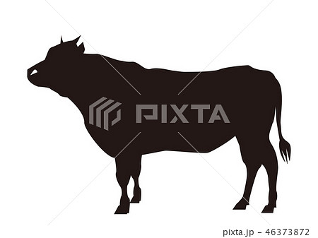 牛 べた塗り シャドー 陰 塗りつぶし シンボル シルエット 黒 Png ピング 透明 背景 透過のイラスト素材