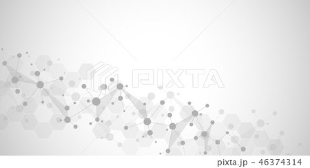 Abstract geometric texture with molecular structures and neural network. Molecules DNA and genetic 46374314