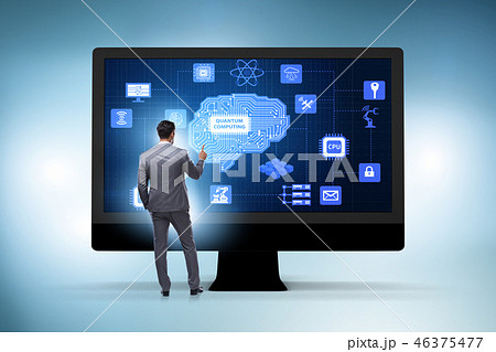 Concept of quantum computing with businessman Concept of quantum computing with businessman 46375477