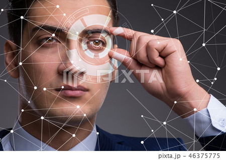 Concept of sensor implanted into human eye 46375775