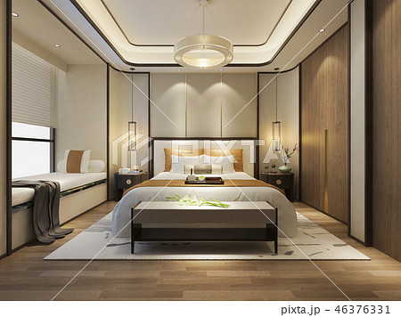 Beautiful Luxury Bedroom Suite In Hotel With Tvのイラスト素材