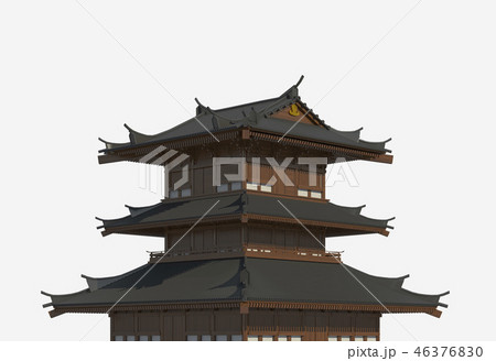 Japanese building isolated on white background 3d illustration 46376830