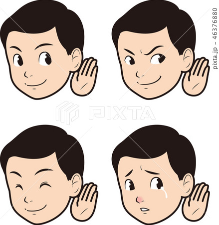 聞き耳を立てる男性① 46376880