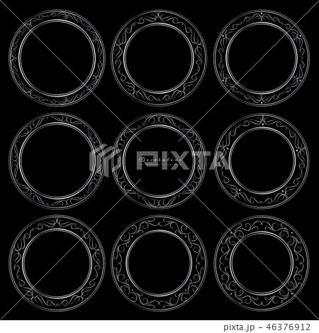 Set of decorative round frames vintage style. 46376912