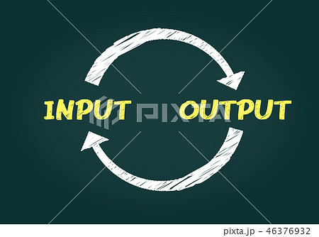 ビジネス、インプットとアウトプットの黒板イメージ、ベクターイラストレーション ビジネス、インプットとアウトプットの黒板イメージ、ベクターイラストレーション 46376932
