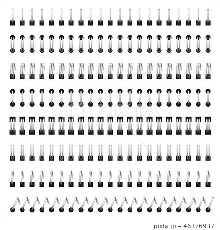 Notebook spirals. Wired spiral steel ring bindings for notebook and calendar sheets. Vector set Notebook spirals. Wired spiral steel ring bindings for notebook and calendar sheets. Vector set 46376937