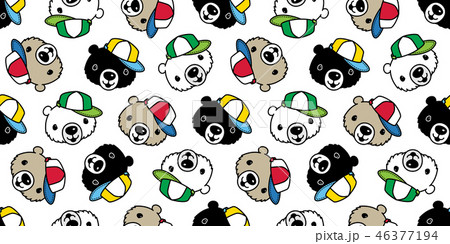 Bear seamless pattern vector polar bear cap hat 46377194