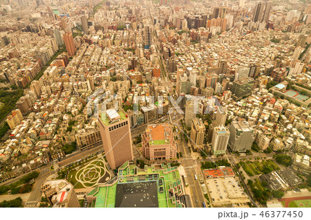 Aerial view crowded city residence urban area 46377450