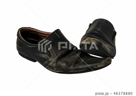old leather business shoes on white 46378880