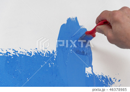 Brush with blue paint. Brush with blue paint. 46378985