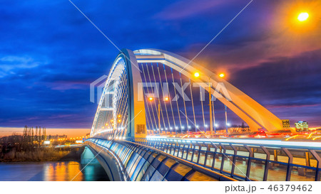 Apollo bridge in Bratislava, Slovakia with sunset Apollo bridge in Bratislava, Slovakia with sunset 46379462