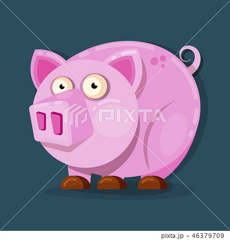 Little pink pig in cartoon style.  46379709