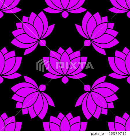 Botanical Lotus flower seamless pattern vector  46379715