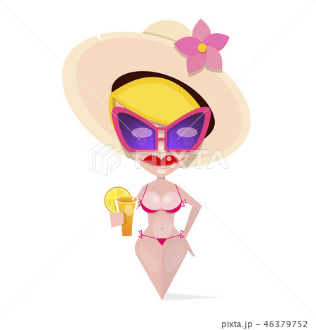 Hot girl on a beach. Vector illustration Hot girl on a beach. Vector illustration 46379752