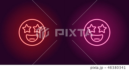 Neon illustration of star struck emoji Vector icon 46380341