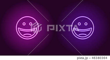 Neon illustration of laughing emoji. Vector icon Neon illustration of laughing emoji. Vector icon 46380364
