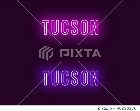 Neon name of Tucson city in USA. Vector text 46380376