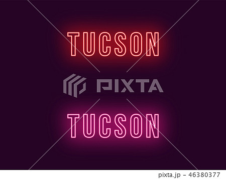 Neon name of Tucson city in USA. Vector text 46380377