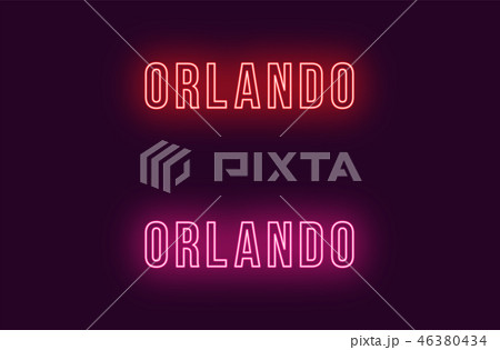 Neon name of Orlando city in USA. Vector text Neon name of Orlando city in USA. Vector text 46380434