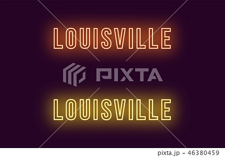 Neon name of Louisville city in USA. Vector text 46380459