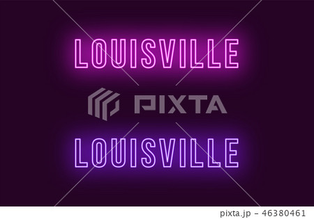 Neon name of Louisville city in USA. Vector text Neon name of Louisville city in USA. Vector text 46380461