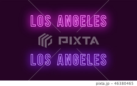 Neon Name Of Los Angeles City In Usa Vector Textのイラスト素材