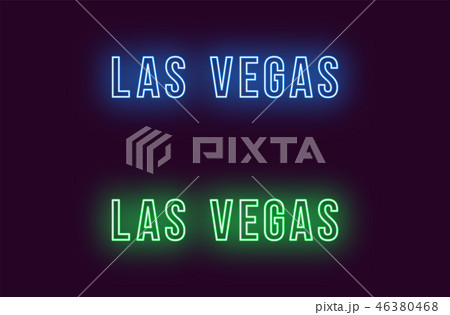 Neon Name Of Las Vegas City In Usa Vector Textのイラスト素材