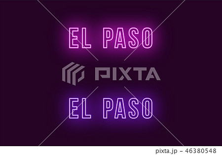 Neon name of El Paso city in USA. Vector text Neon name of El Paso city in USA. Vector text 46380548