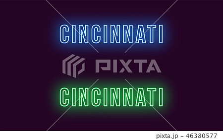 Neon name of Cincinnati city in USA. Vector text 46380577