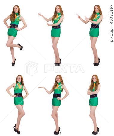 Young nice girl showing isolated on white 46381297