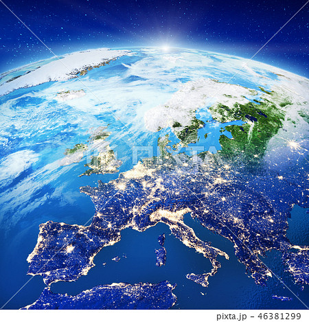 Europe city lights countries from space Europe city lights countries from space 46381299