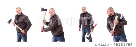 Man with axe isolated on white 46381764
