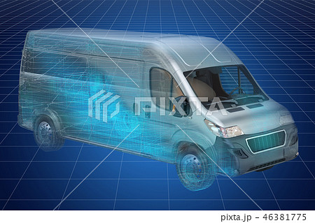Visualization 3d cad model of delivery van 46381775