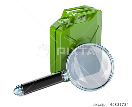 Jerrycan with magnifying glass Data search concept 46381784