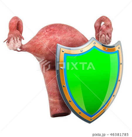 Human uterus with shield, protect concept 46381785