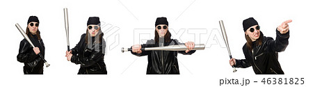 Woman hooligan isolated on the white Woman hooligan isolated on the white 46381825